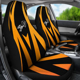 Amazing Black Orange Horse Mustang Custom Metallic Style Printed Car Seat Covers 211407 - YourCarButBetter