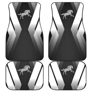 Amazing Black Silver Horse Mustang Custom Metallic Style Printed Car Floor Mats 211407 - YourCarButBetter