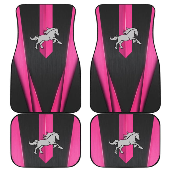 Amazing Dark Pink Horse Mustang Custom Metallic Style Printed Car Floor Mats 211901 - YourCarButBetter