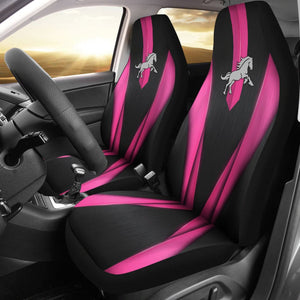 Amazing Dark Pink Horse Mustang Custom Metallic Style Printed Car Seat Covers 211901 - YourCarButBetter