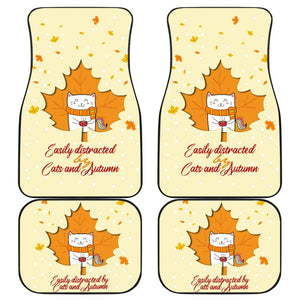 Amazing Easily Distracted By Cats And Autumn Gift Ideas Car Floor Mats 210205 - YourCarButBetter