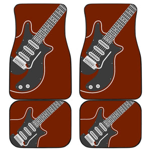 Amazing Electric Guitar In Red Themed Car Floor Mats 211305 - YourCarButBetter