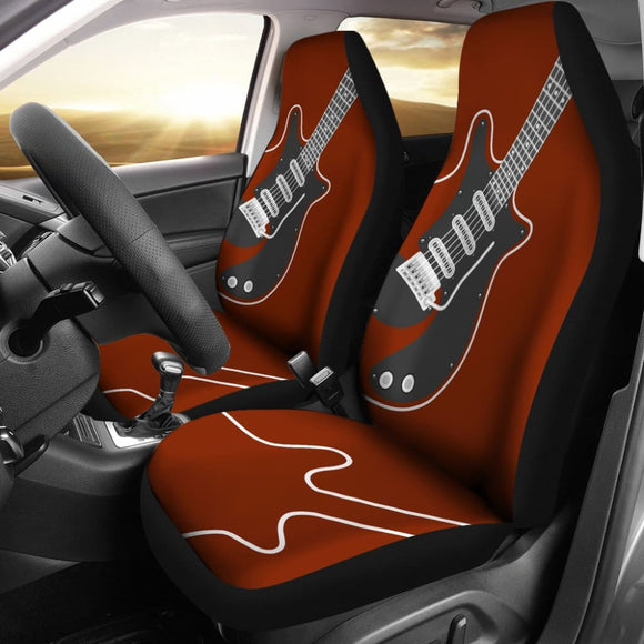 Amazing Electric Guitar In Red Themed Car Seat Covers 211305 - YourCarButBetter