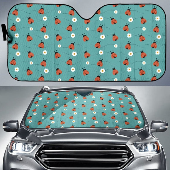 Amazing Gift Idea Ladybug Love Pattern Car Auto Sun Shade 210901 - YourCarButBetter