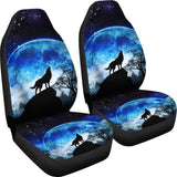 Amazing Gift Ideas Blue Full Moon Wolf Howling Car Seat Covers 211701 - YourCarButBetter