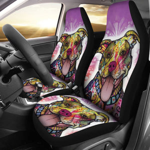 Amazing Gift Ideas Colorful Pitbull Print Car Seat Covers 211301 - YourCarButBetter