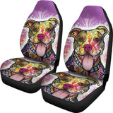 Amazing Gift Ideas Colorful Pitbull Print Car Seat Covers 211301 - YourCarButBetter