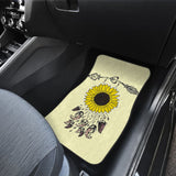 Amazing Gift Ideas Sunflower Native American Pattern Light Yellow Background Car Floor Mats 212204 - YourCarButBetter