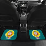 Amazing Gift Ideas Sunflower Native American Pattern Teal Background Car Floor Mats 212204 - YourCarButBetter