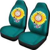 Amazing Gift Ideas Sunflower Native American Pattern Teal Background Car Seat Covers 212204 - YourCarButBetter