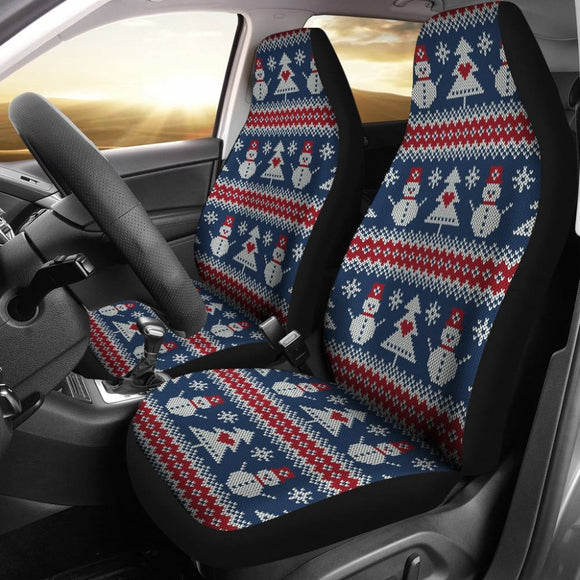 Amazing Gift Ideas Ugly Christmas Snowman Pattern Car Seat Covers 211903 - YourCarButBetter