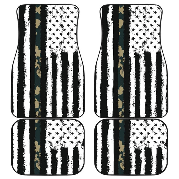 Amazing Green American Flag Black And White Car Floor Mats 211803 - YourCarButBetter