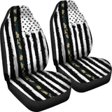 Amazing Green American Flag Black And White Car Seat Covers 211803 - YourCarButBetter