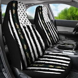 Amazing Green American Flag Black And White Car Seat Covers 211803 - YourCarButBetter