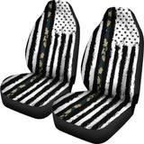 Amazing Green American Flag Black And White Car Seat Covers 211803 - YourCarButBetter