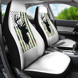 Amazing Green American Flag Deer Hunting Car Seat Covers 211803 - YourCarButBetter