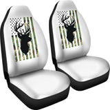 Amazing Green American Flag Deer Hunting Car Seat Covers 211803 - YourCarButBetter