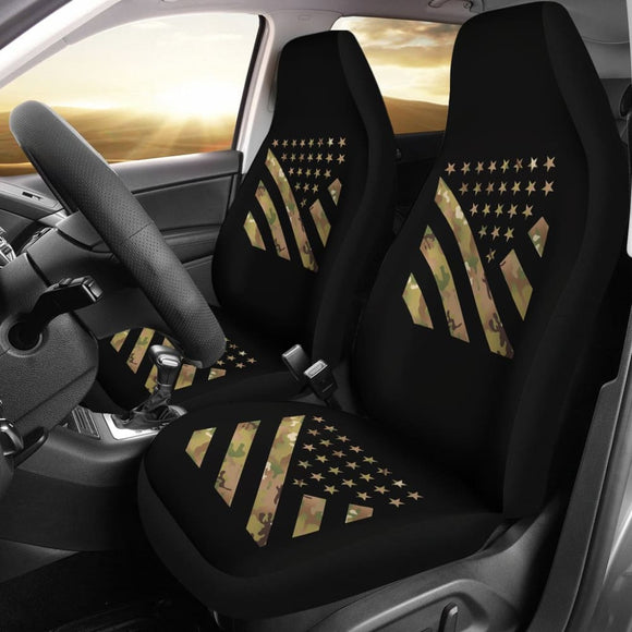 Amazing Green American Flag Stars And Stripes Car Seat Covers 211803 - YourCarButBetter
