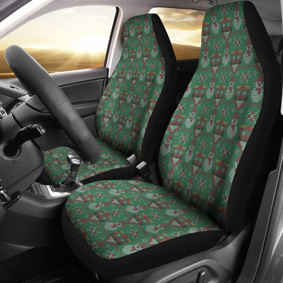 Amazing Green Ugly Christmas Snowman Pattern Car Seat Covers 211903 - YourCarButBetter