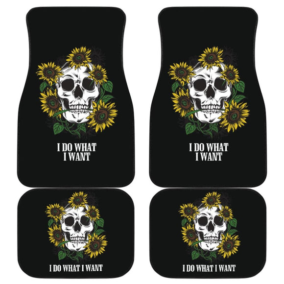Amazing I Do What I Want Skull Sunflower Car Floor Mats 212004 - YourCarButBetter