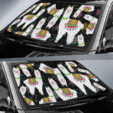 Amazing Llama Chalky Style Black Flowers Car Auto Sun Shades 211001 - YourCarButBetter