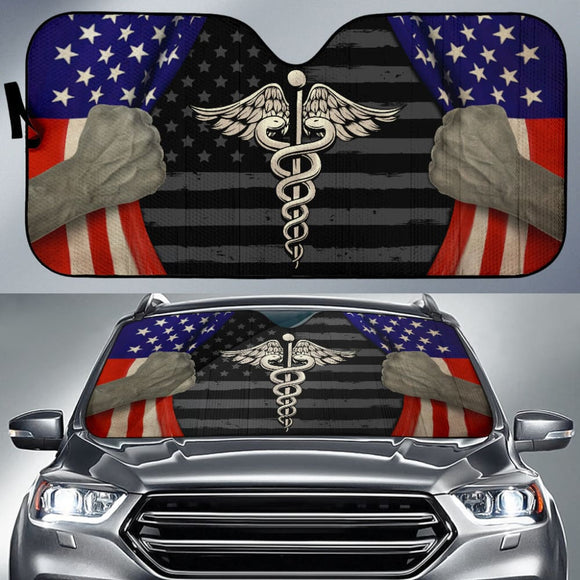 Amazing Patriot Nurse American Flag Car Auto Sun Shades 210401 - YourCarButBetter