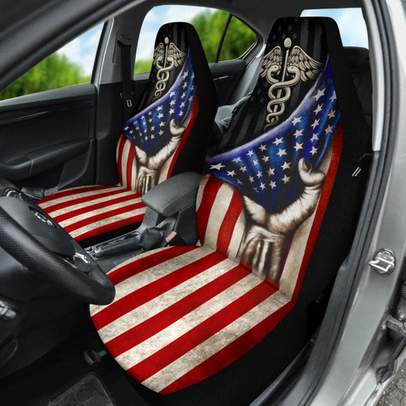 Amazing Patriot Nurse American Flag Car Seat Covers 210401 - YourCarButBetter