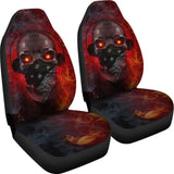 Amazing Red Fire Music Headphone Gothic Skull Car Seat Covers 211804 - YourCarButBetter