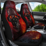 Amazing Red Fire Music Headphone Gothic Skull Car Seat Covers 211804 - YourCarButBetter