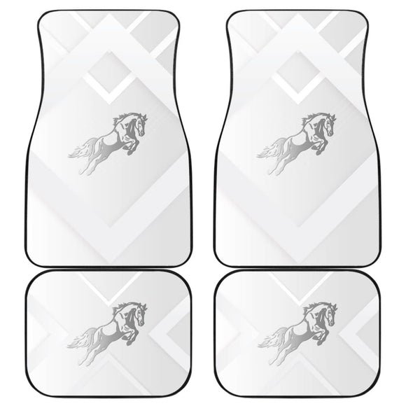 Amazing Shine Silver Horse Mustang Custom Metallic Style Printed Car Floor Mats 211407 - YourCarButBetter