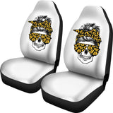Amazing Skulls With Glasses And Bandana Sunflower Car Seat Covers 212101 - YourCarButBetter