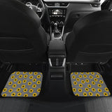 Amazing Sunflower Pattern Gray Burlap Background Car Floor Mats 211406 - YourCarButBetter