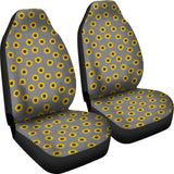 Amazing Sunflower Pattern Gray Burlap Background Car Seat Covers 211406 - YourCarButBetter