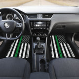 Amazing Thin Green Gray Line American Flag Car Floor Mats 212703 - YourCarButBetter