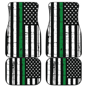 Amazing Thin Green Gray Line American Flag Car Floor Mats 212703 - YourCarButBetter