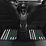 Amazing Thin Green Gray Line American Flag Car Floor Mats 212703 - YourCarButBetter