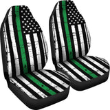 Amazing Thin Green Gray Line American Flag Car Seat Covers 212703 - YourCarButBetter