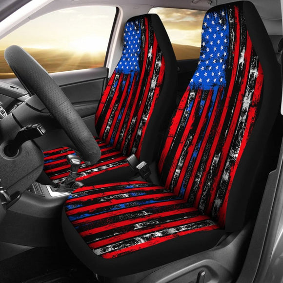 Amazing Thin Red Line American Flag Car Seat Covers 212703 - YourCarButBetter