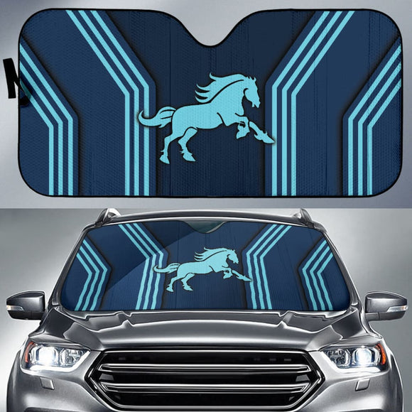 Amazing Turquoise Horse Mustang Custom Metallic Style Printed Car Auto Sun Shades 210801 - YourCarButBetter