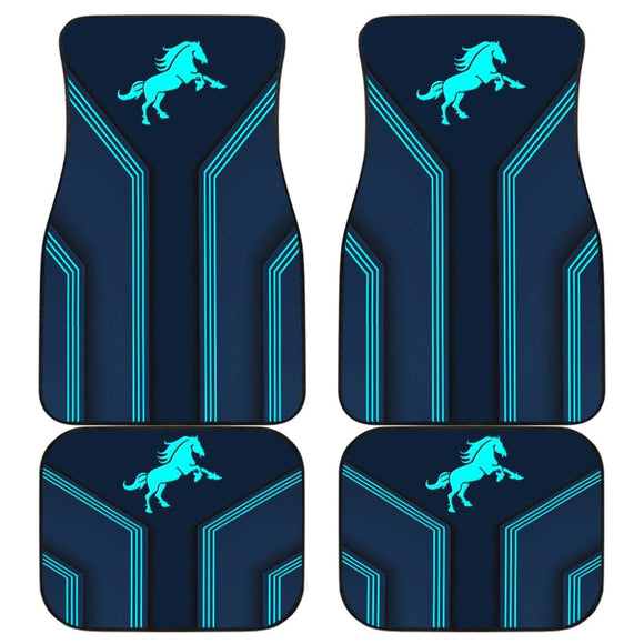 Amazing Turquoise Horse Mustang Custom Metallic Style Printed Car Floor Mats 211407 - YourCarButBetter