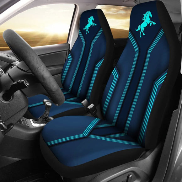 Amazing Turquoise Horse Mustang Custom Metallic Style Printed Car Seat Covers 211407 - YourCarButBetter