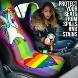 Amazing Unicorn LGBT Rainbow Love Heart Car Seat Covers 210201 - YourCarButBetter