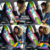 Amazing Unicorn LGBT Rainbow Love Heart Car Seat Covers 210201 - YourCarButBetter