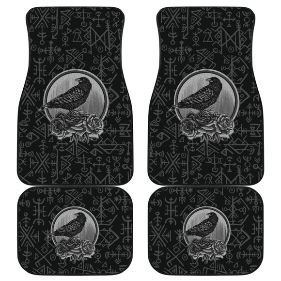 Amazing Viking Odin Raven Floral Rune Symbols Car Floor Mats 212802 - YourCarButBetter
