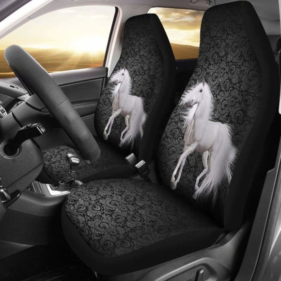 Amazing White Horse Car Seat Covers 04 170804 - YourCarButBetter