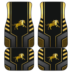 Amazing Yellow Black Horse Mustang Custom Metallic Style Printed Car Floor Mats 211407 - YourCarButBetter