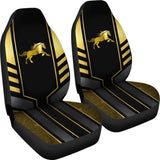 Amazing Yellow Black Horse Mustang Custom Metallic Style Printed Car Seat Covers 211407 - YourCarButBetter