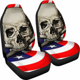 American Car Seat Covers Flag Skull 203011 - YourCarButBetter