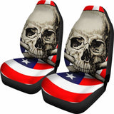 American Car Seat Covers Flag Skull 203011 - YourCarButBetter