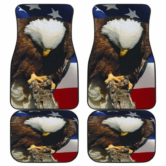 American Eagle With Flag Front And Back Car Mats (Set Of 4) 203011 - YourCarButBetter
